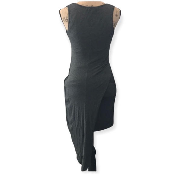 STELLA LUCE Asymmetrical Bodycon Mini Dress Stretch Jersey Knit Side Knot Large - Picture 4 of 6